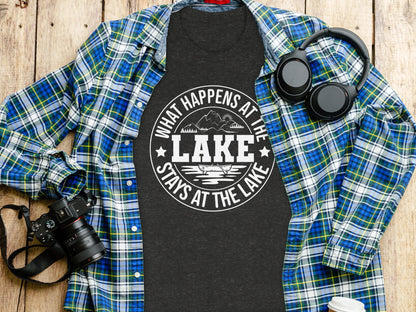 What Happens At The Lake Stays At The Lake Graphic T-Shirt T-Shirt - Outdoor & Adventure Collection - Mile Marker 16 Gear by Cloud 16 Clothing Co.
