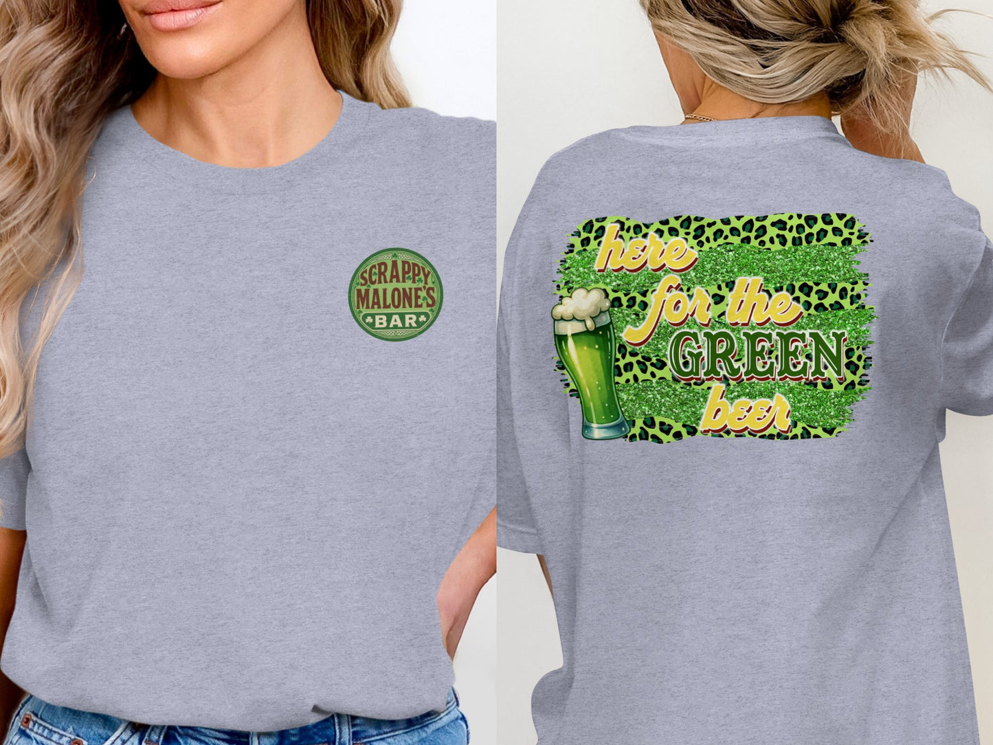 Scrappy Malone's Bar, Irish Pub Design, Clover Shamrock Graphic, Vintage Style Sign, Retro Bar Logo, Gift Idea, St Patrick's Day T-Shirt - Scrappy Malone's Bar 100-Proof Humor - Cloud 16 Clothing Co.