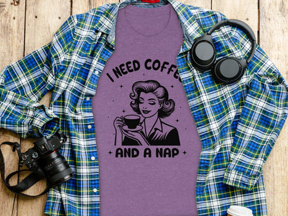 I Need Coffee And A Nap Graphic Tee