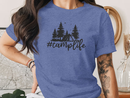 Hashtag Camplife Text Design With Camping Tent T-Shirt T-Shirt - Outdoor & Adventure Collection - Mile Marker 16 Gear by Cloud 16 Clothing Co.