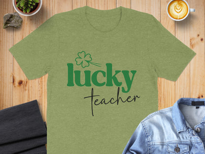 Lucky Teacher Shamrock Design Graphic Tee Product