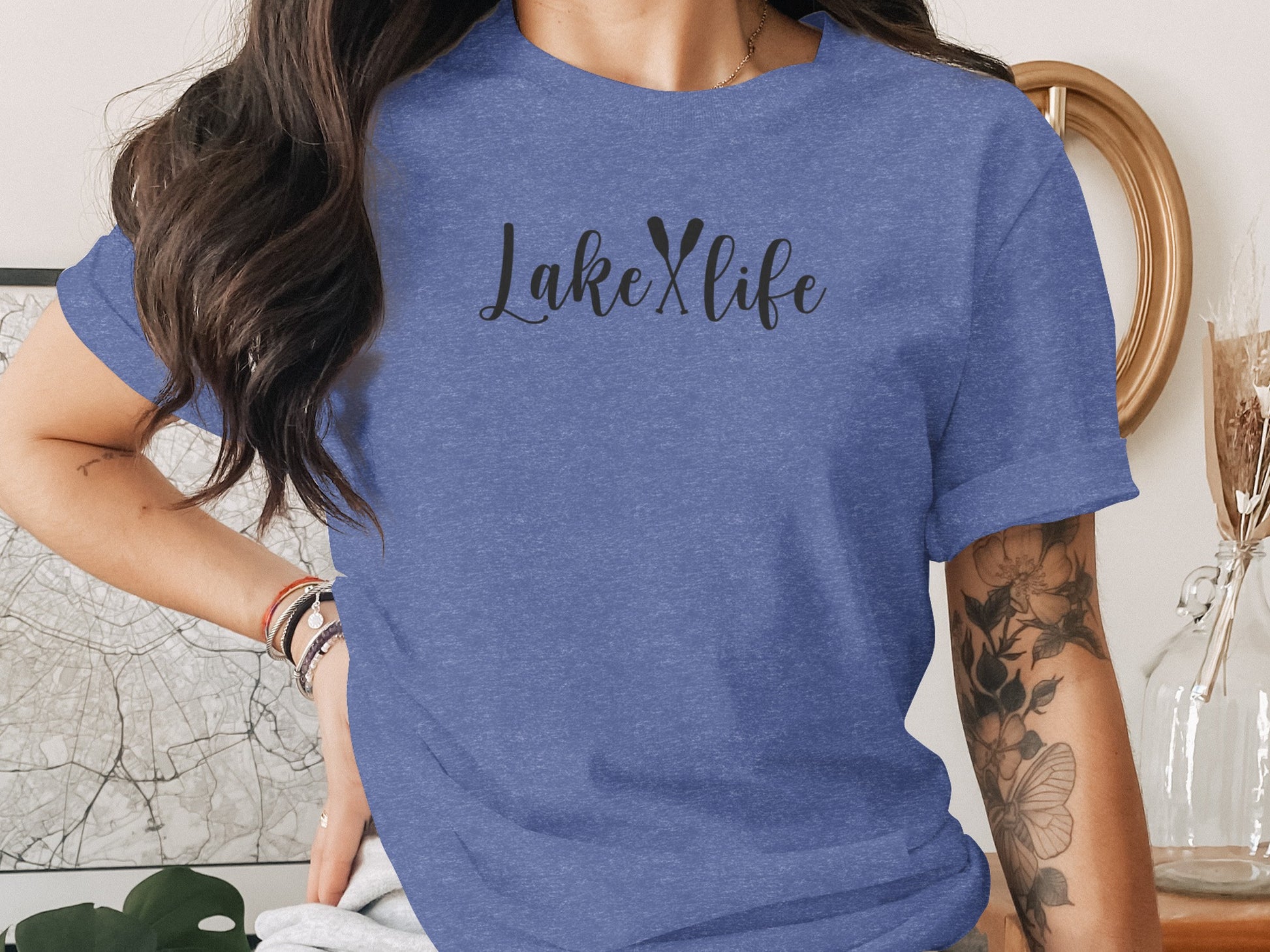 Lake With Crossed Paddles Graphic Design Lake Life T-Shirt T-Shirt - Outdoor & Adventure Collection - Mile Marker 16 Gear by Cloud 16 Clothing Co.