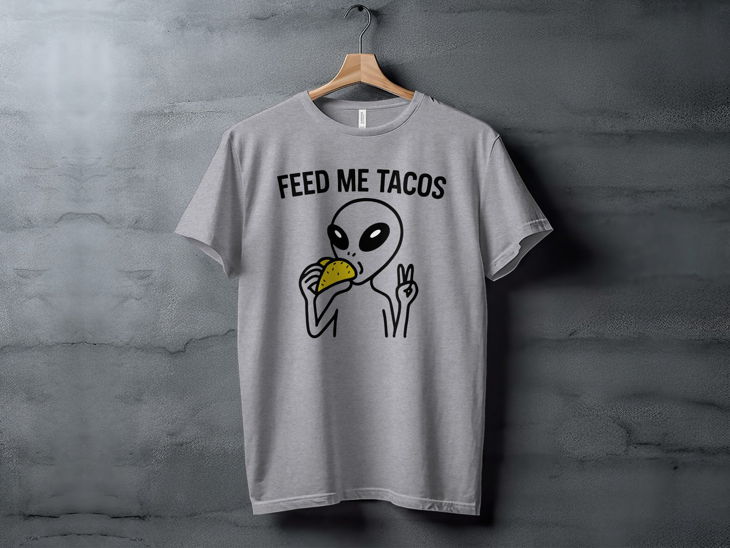 Funny Alien Feed Me Tacos Graphic T-Shirt Product