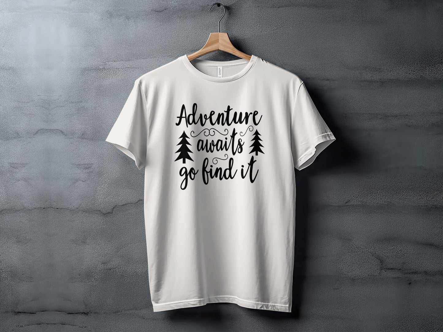 Adventure Awaits Go Find It Design With Trees T-Shirt T-Shirt - Outdoor & Adventure Collection - Mile Marker 16 Gear by Cloud 16 Clothing Co.
