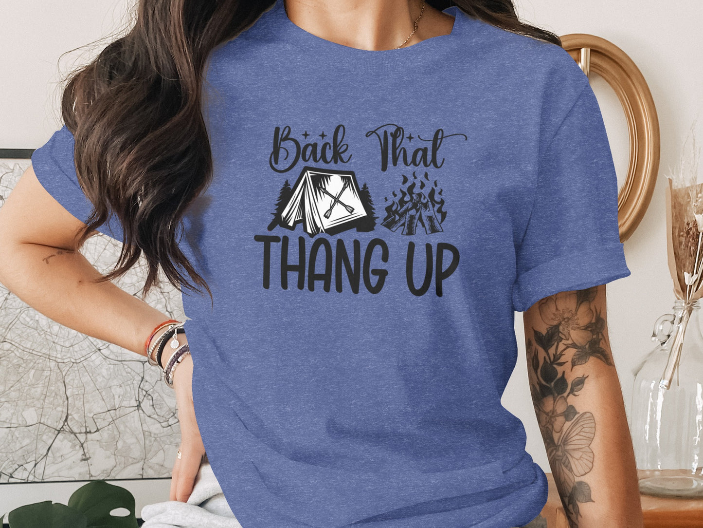Back That Thang Up Camping Outdoors Tent Fire T-Shirt T-Shirt - Outdoor & Adventure Collection - Mile Marker 16 Gear by Cloud 16 Clothing Co.