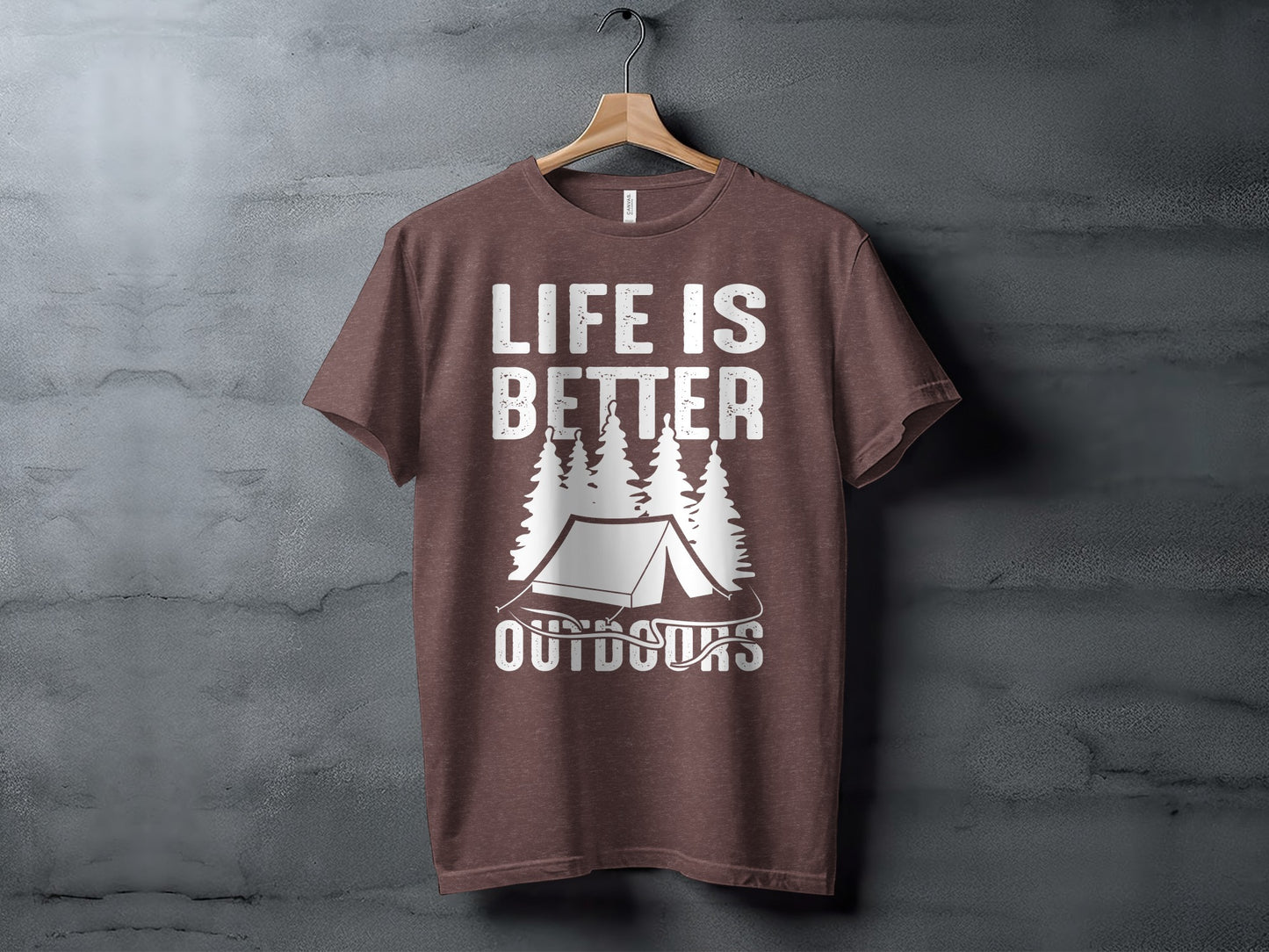 Life Is Better Outdoors Camping Tent Graphic Novelty T-Shirt T-Shirt - Outdoor & Adventure Collection - Mile Marker 16 Gear by Cloud 16 Clothing Co.