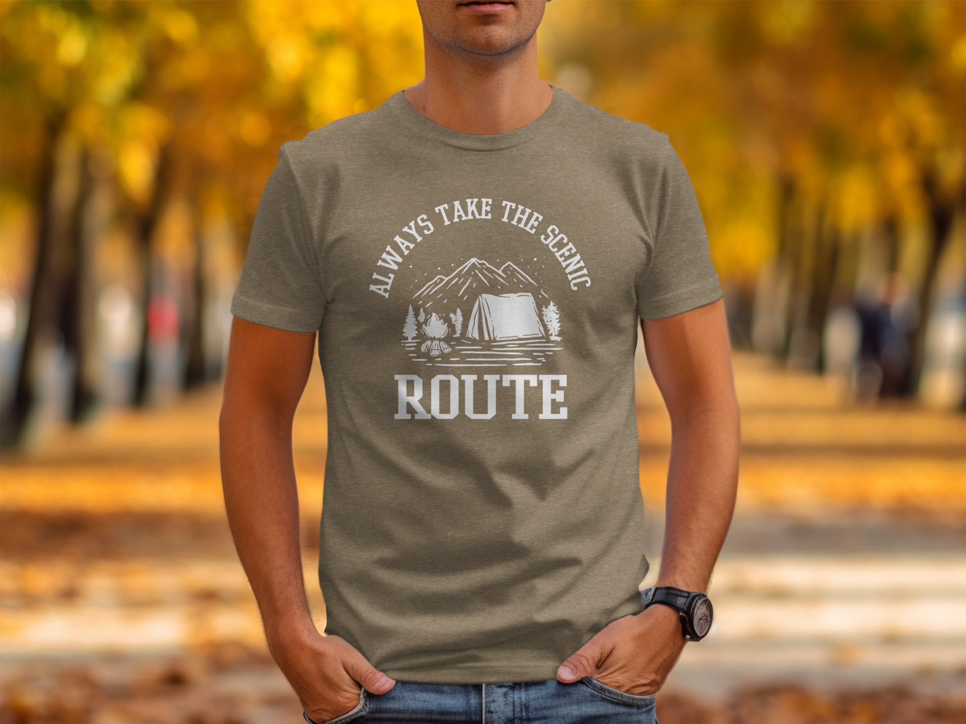 Always Take The Scenic Route Camping Adventure T-Shirt T-Shirt - Outdoor & Adventure Collection - Mile Marker 16 Gear by Cloud 16 Clothing Co.