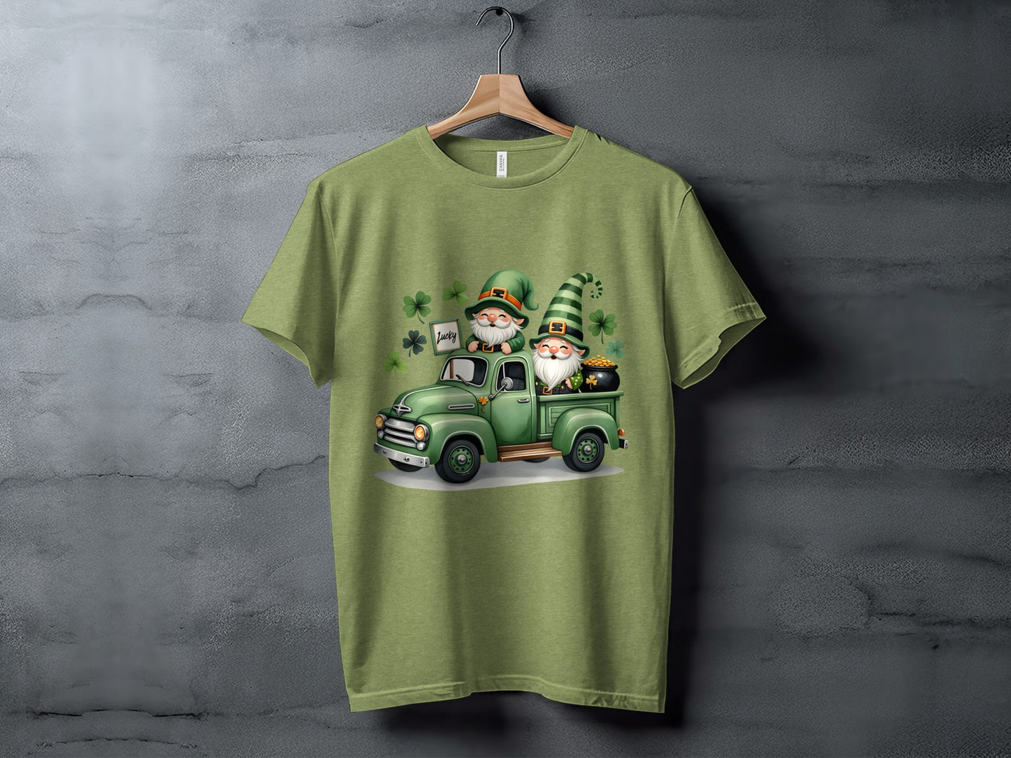 Lucky Gnomes On Green Truck Graphic T-shirt Product