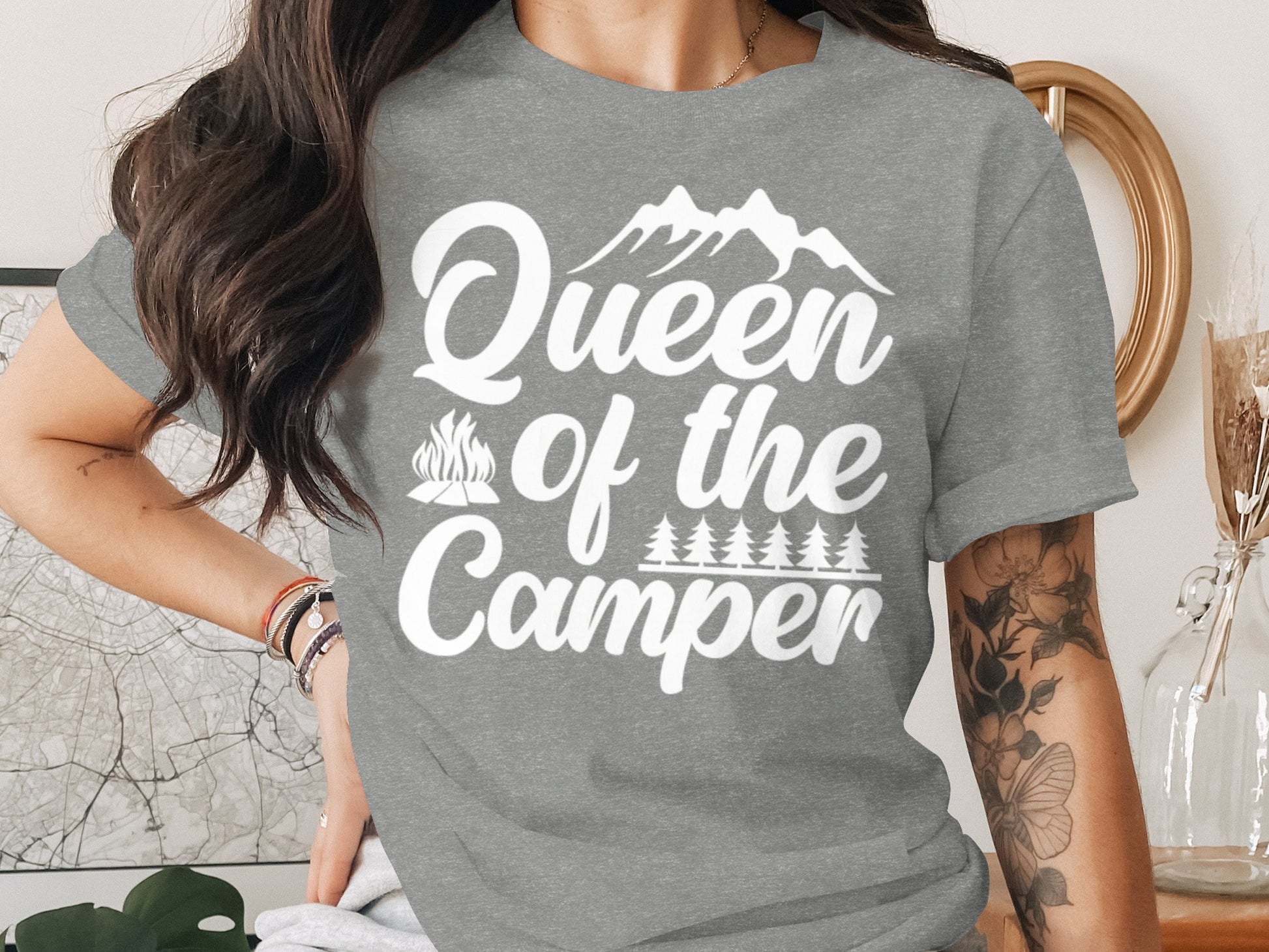 Queen of the Camper Graphic Print Camping Lover T-Shirt T-Shirt - Outdoor & Adventure Collection - Mile Marker 16 Gear by Cloud 16 Clothing Co.