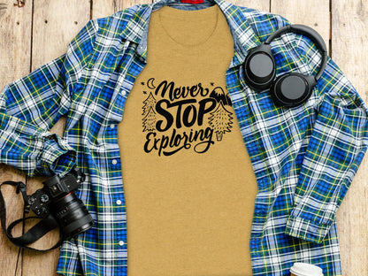Never Stop Exploring Mountain Adventure Outdoors T-Shirt T-Shirt - Outdoor & Adventure Collection - Mile Marker 16 Gear by Cloud 16 Clothing Co.