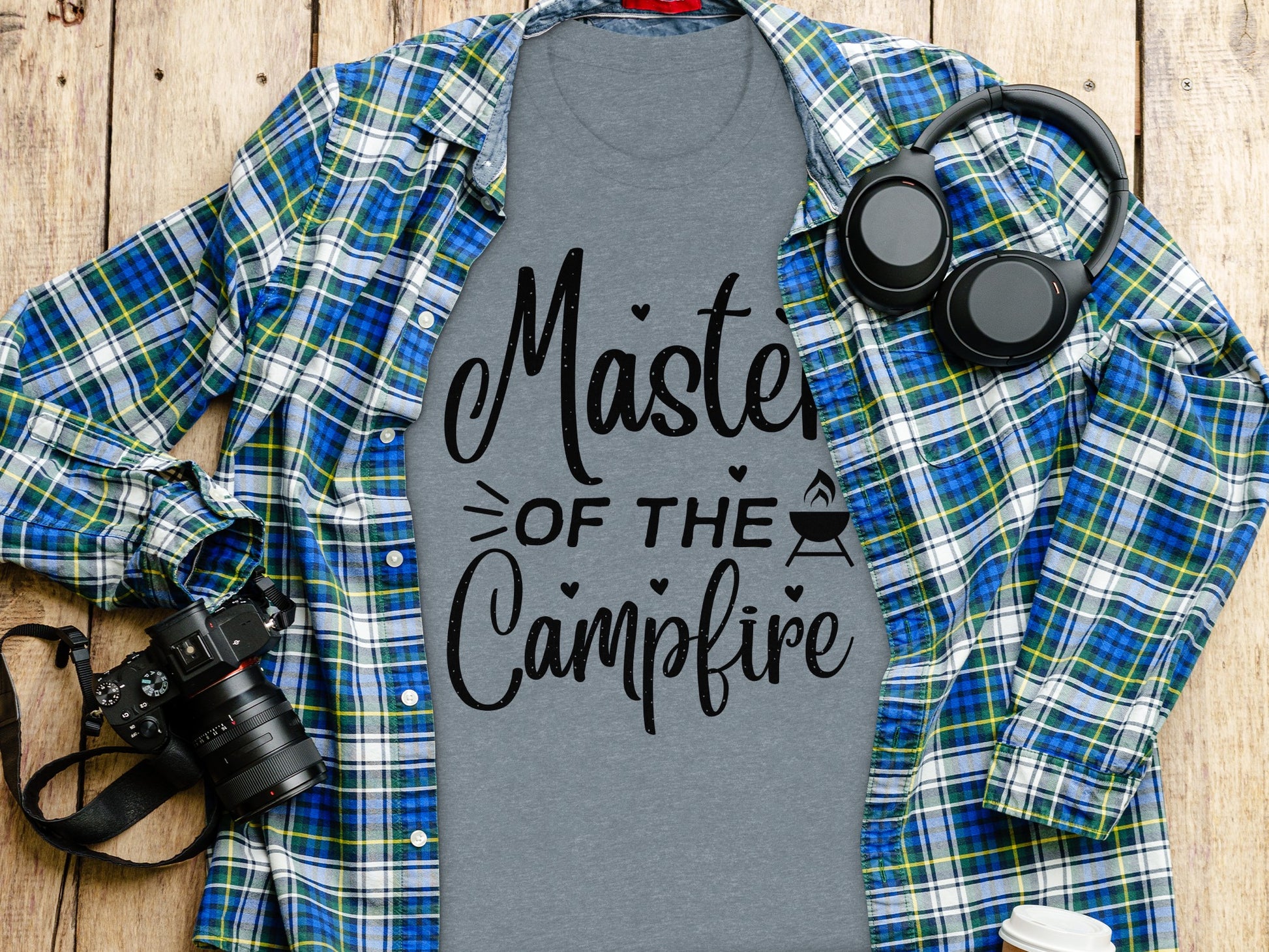 Master of The Campfire Design With Hearts T-Shirt T-Shirt - Outdoor & Adventure Collection - Mile Marker 16 Gear by Cloud 16 Clothing Co.
