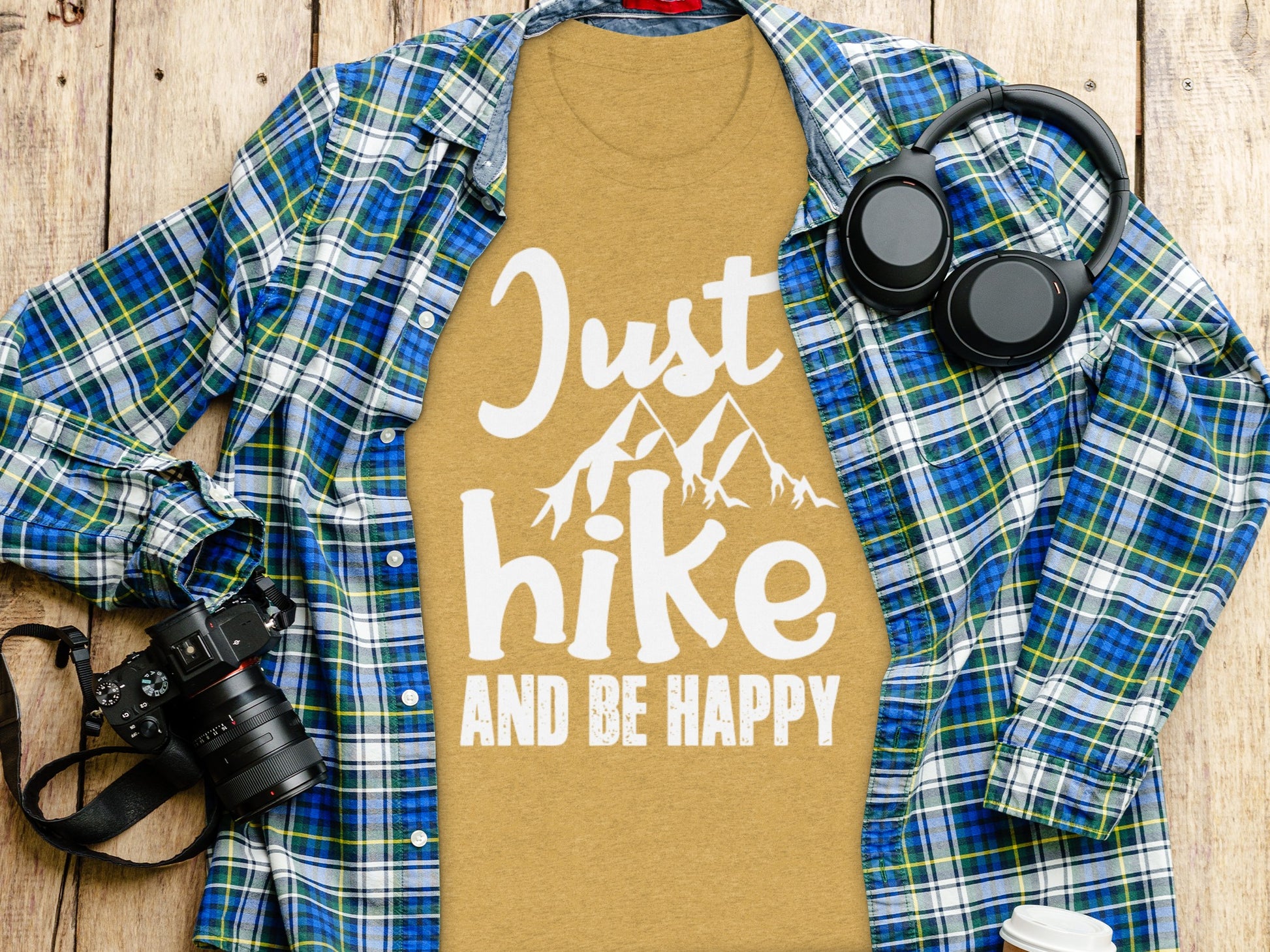 Just Hike Mountains And Be Happy Mountain Lover T-Shirt T-Shirt - Outdoor & Adventure Collection - Mile Marker 16 Gear by Cloud 16 Clothing Co.