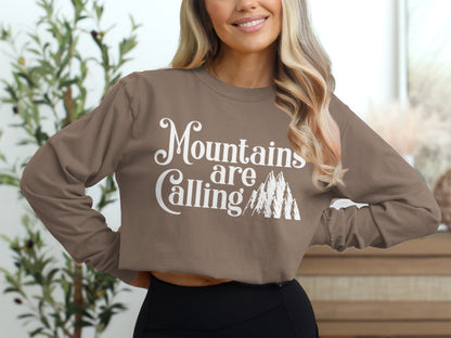 Mountains Are Calling Graphic Long Sleeve Shirt