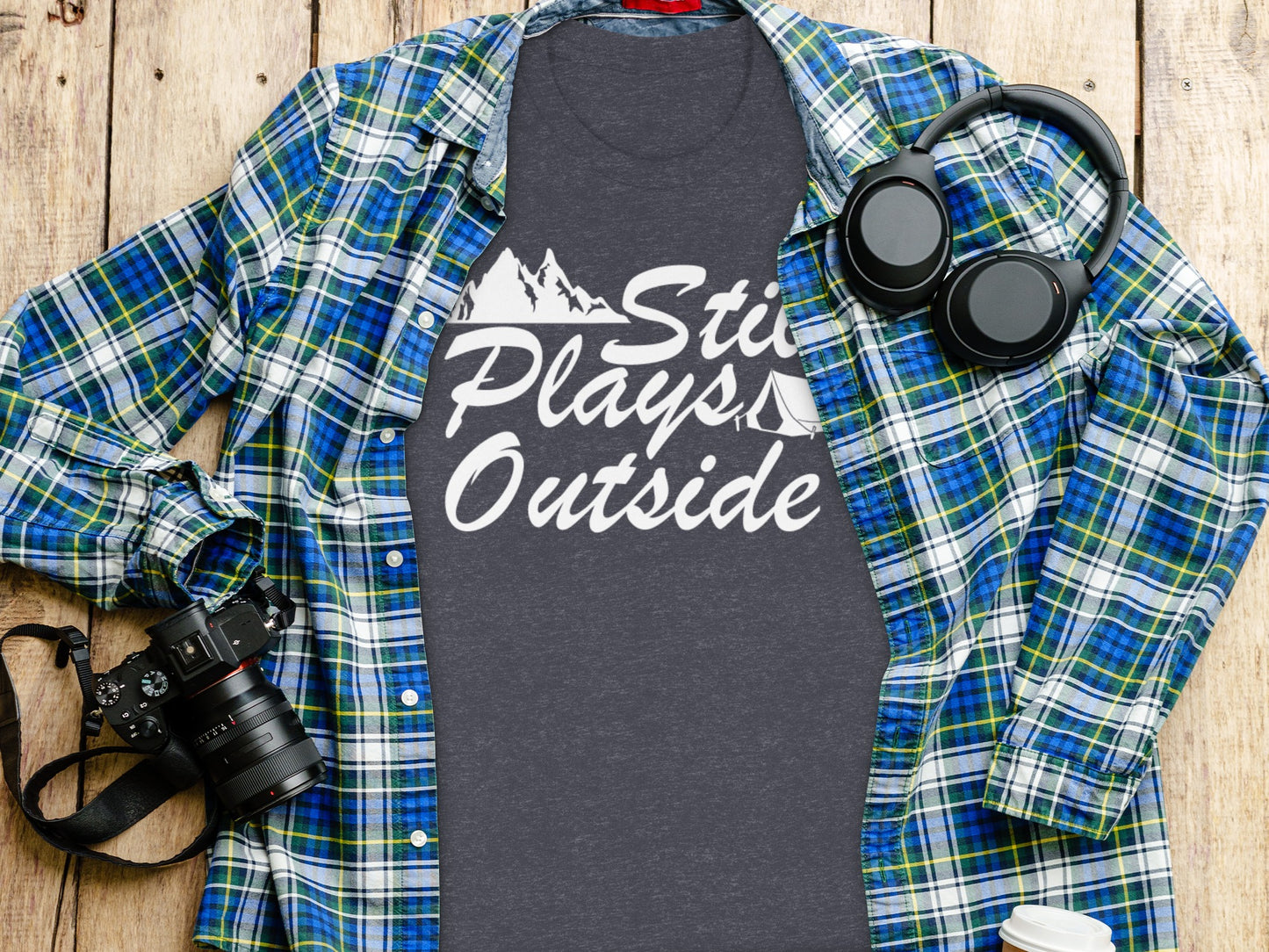 Still Plays Outside With Mountain Tent Graphic T-Shirt T-Shirt - Outdoor & Adventure Collection - Mile Marker 16 Gear by Cloud 16 Clothing Co.