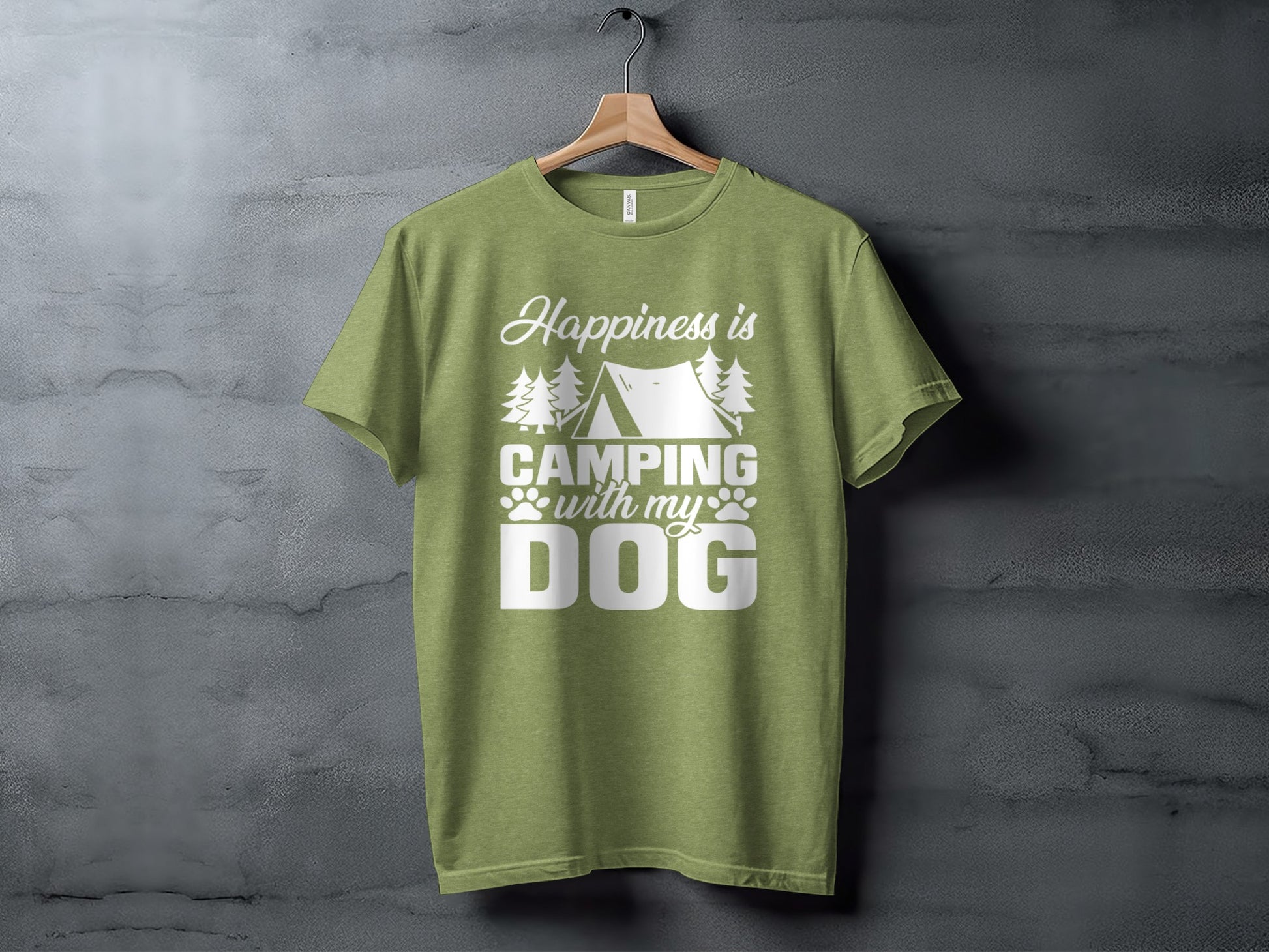 Happiness is Camping with My Dog Awesome Graphic T-Shirt T-Shirt - Outdoor & Adventure Collection - Mile Marker 16 Gear by Cloud 16 Clothing Co.