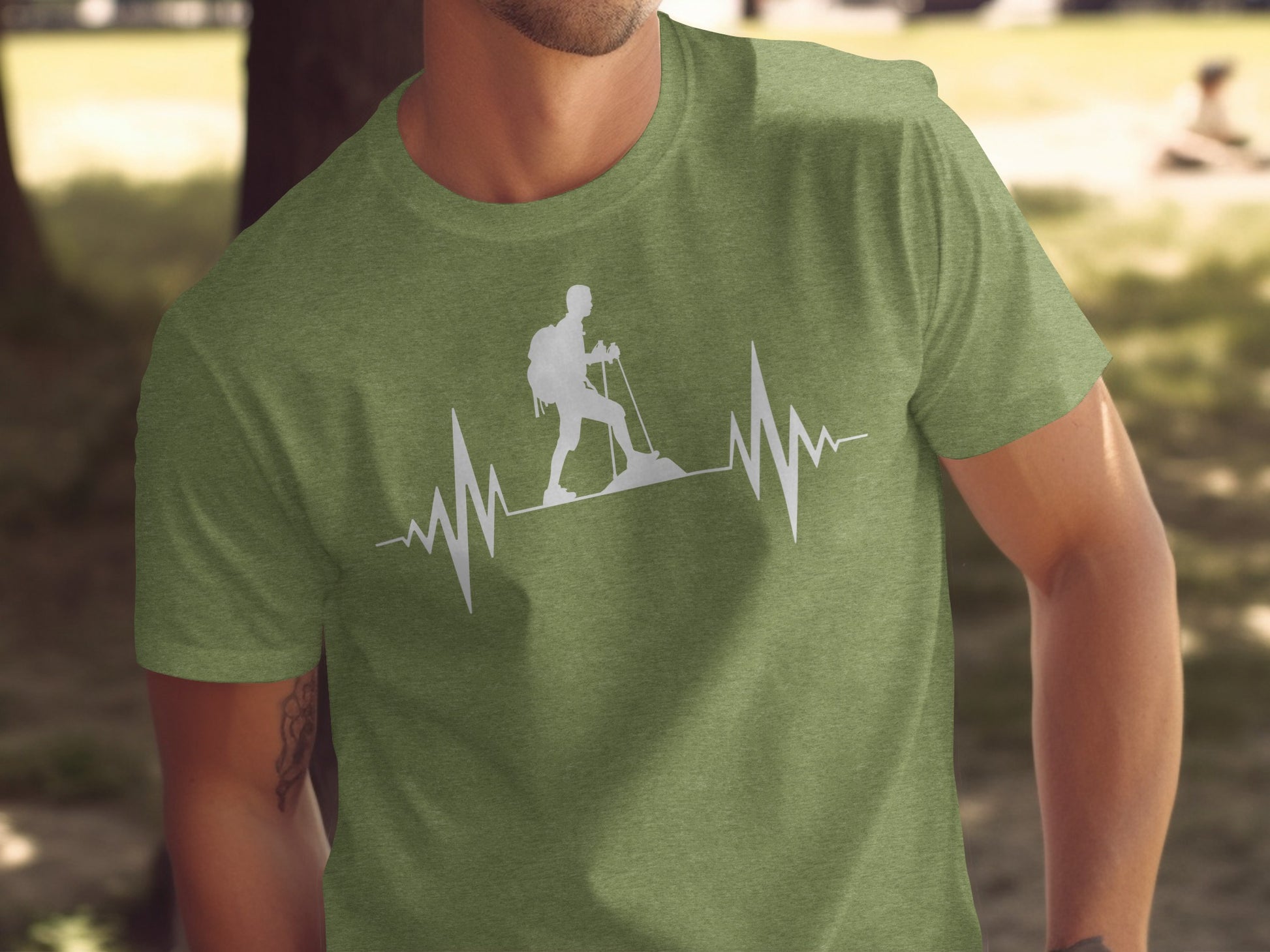 Hiking Heartbeat Outdoors Graphic Design Print T-Shirt T-Shirt - Outdoor & Adventure Collection - Mile Marker 16 Gear by Cloud 16 Clothing Co.