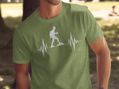 Hiking Heartbeat Outdoors Graphic Design Print T-Shirt T-Shirt - Outdoor & Adventure Collection - Mile Marker 16 Gear by Cloud 16 Clothing Co.