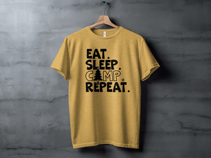Eat Sleep Camp Repeat With Pine Tree Graphic T-Shirt T-Shirt - Outdoor & Adventure Collection - Mile Marker 16 Gear by Cloud 16 Clothing Co.