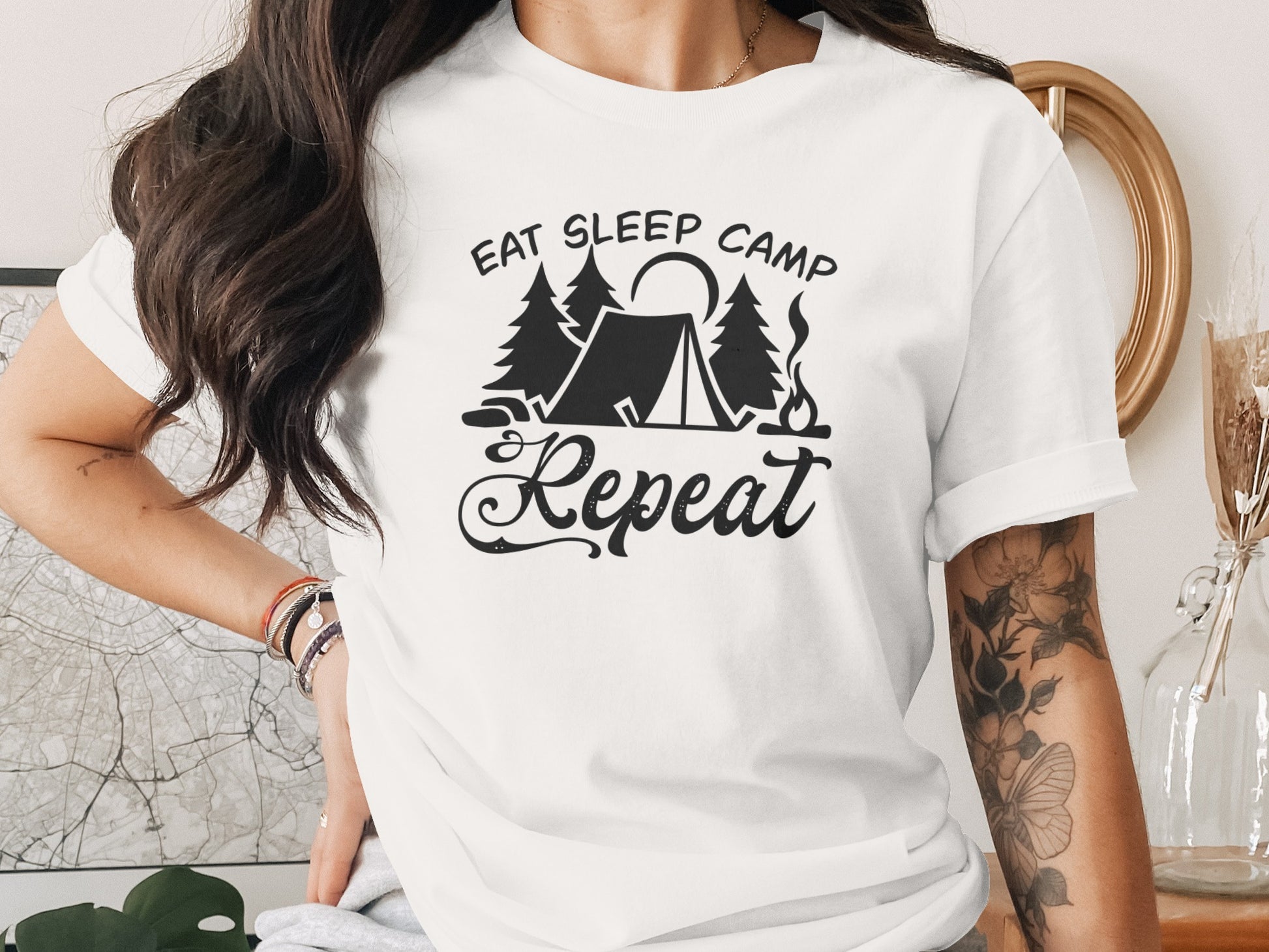 Eat Sleep Camp Repeat Adventure Graphic Camping T-Shirt T-Shirt - Outdoor & Adventure Collection - Mile Marker 16 Gear by Cloud 16 Clothing Co.