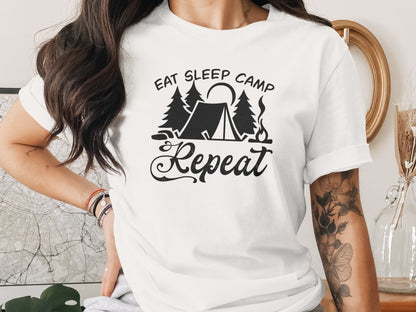 Eat Sleep Camp Repeat Adventure Graphic Camping T-Shirt T-Shirt - Outdoor & Adventure Collection - Mile Marker 16 Gear by Cloud 16 Clothing Co.