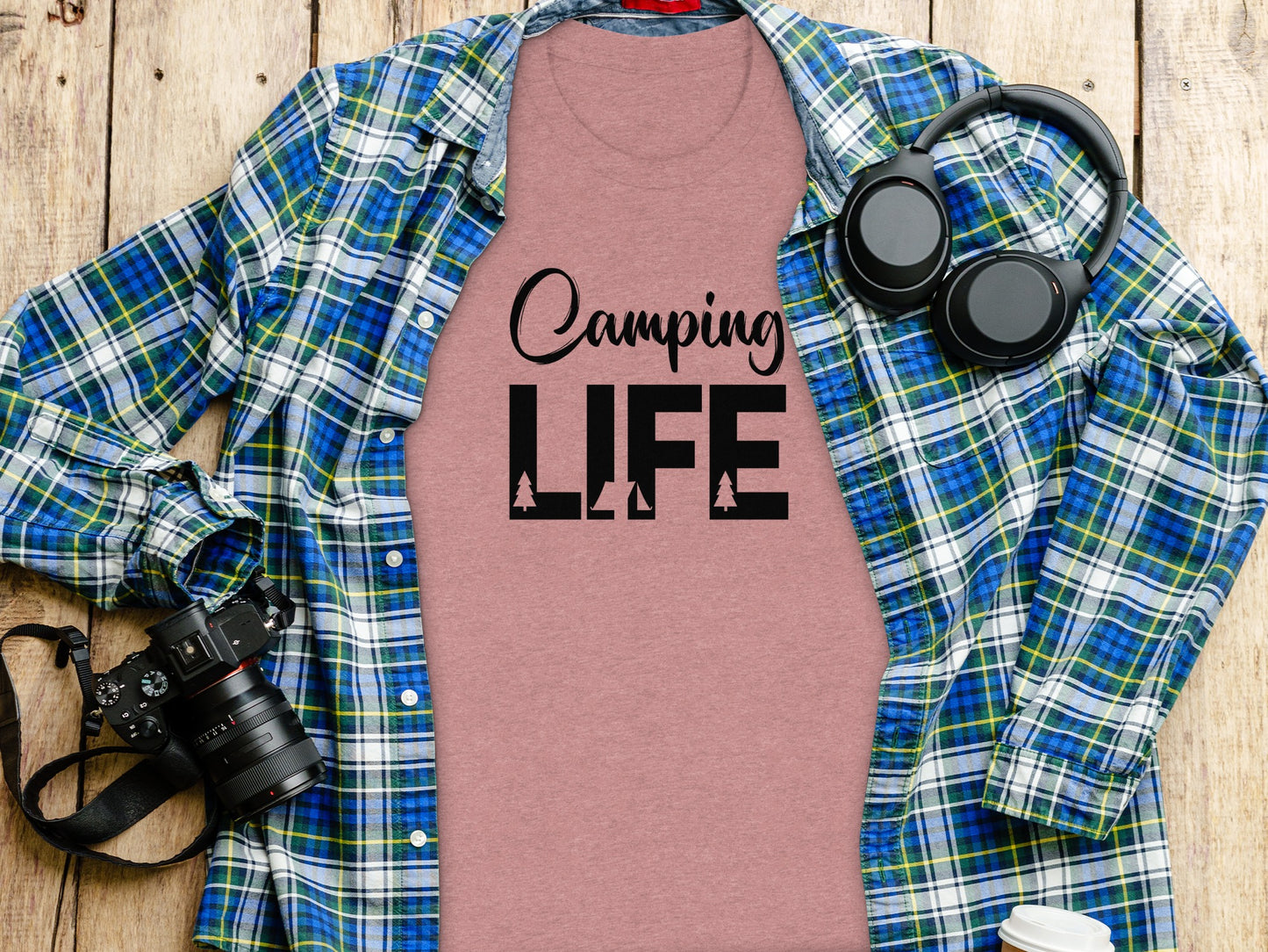 Camping Is Life With Trees And Tent Adventure T-Shirt T-Shirt - Outdoor & Adventure Collection - Mile Marker 16 Gear by Cloud 16 Clothing Co.
