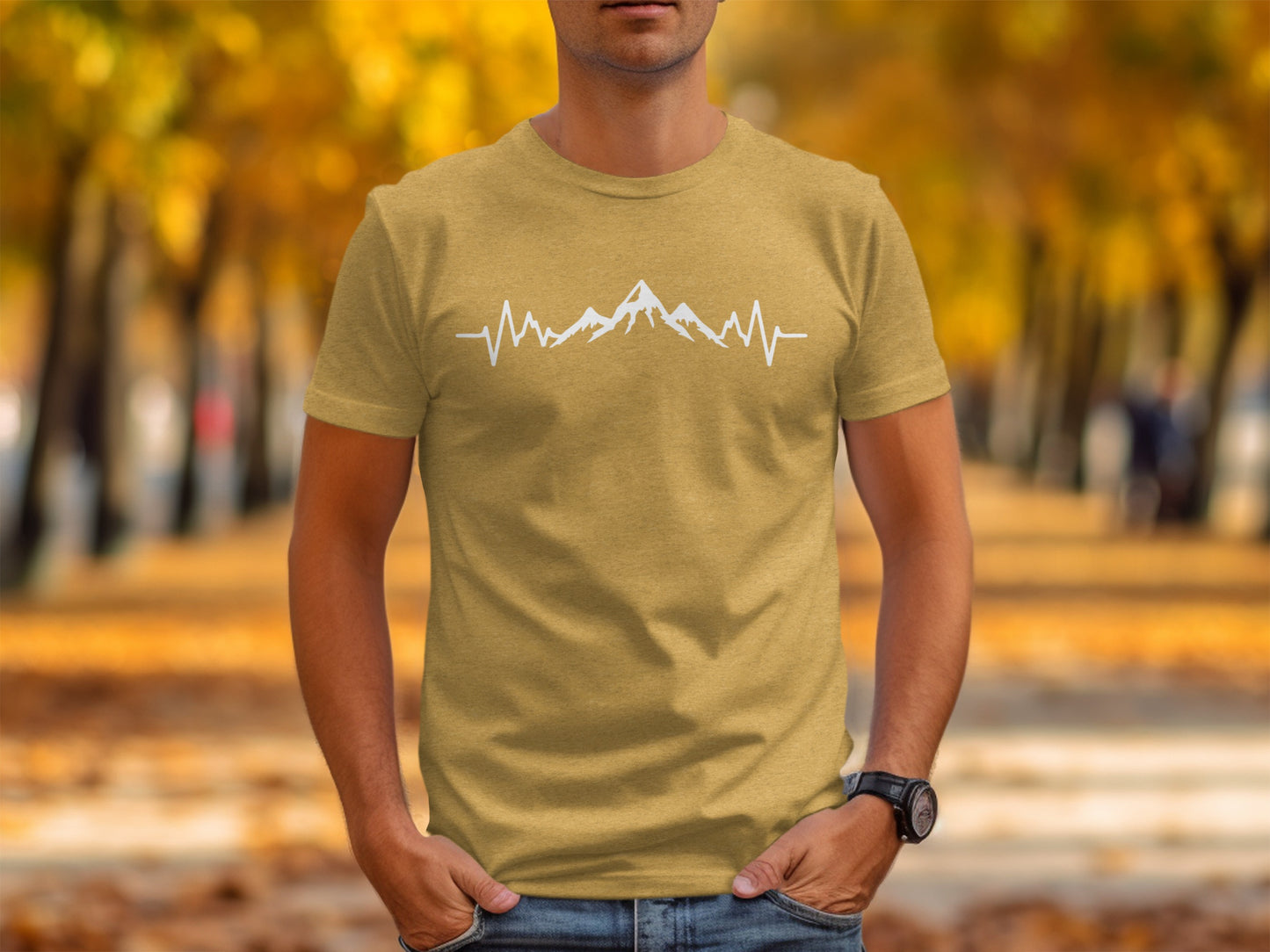 Mountain Heartbeat Line Illustration Graphic Design T-Shirt T-Shirt - Outdoor & Adventure Collection - Mile Marker 16 Gear by Cloud 16 Clothing Co.