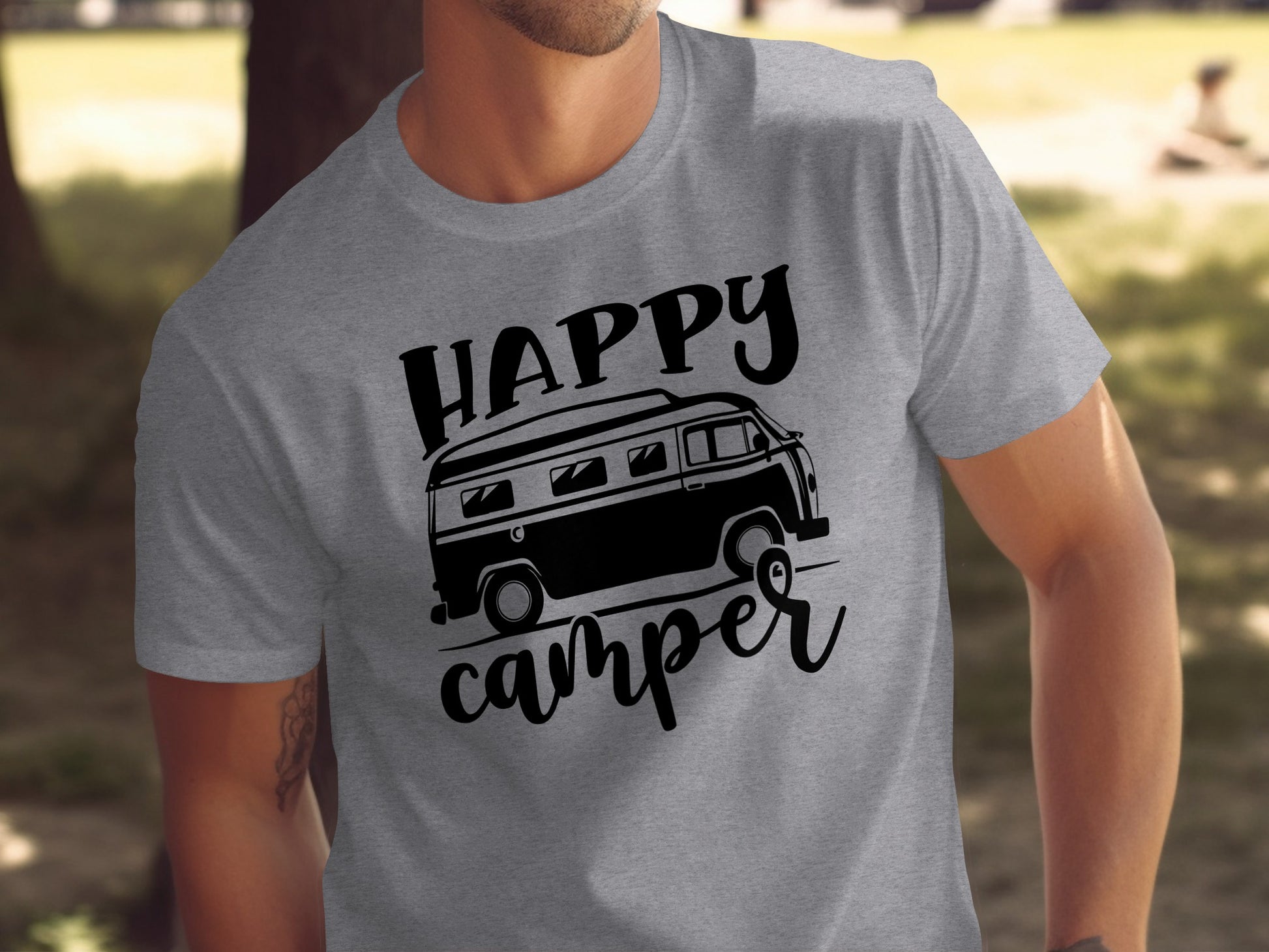 Happy Camper Volkswagen Van Road Trip Vacation T-Shirt T-Shirt - Outdoor & Adventure Collection - Mile Marker 16 Gear by Cloud 16 Clothing Co.