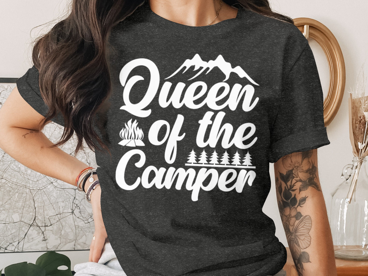 Queen of the Camper Graphic Print Camping Lover T-Shirt T-Shirt - Outdoor & Adventure Collection - Mile Marker 16 Gear by Cloud 16 Clothing Co.