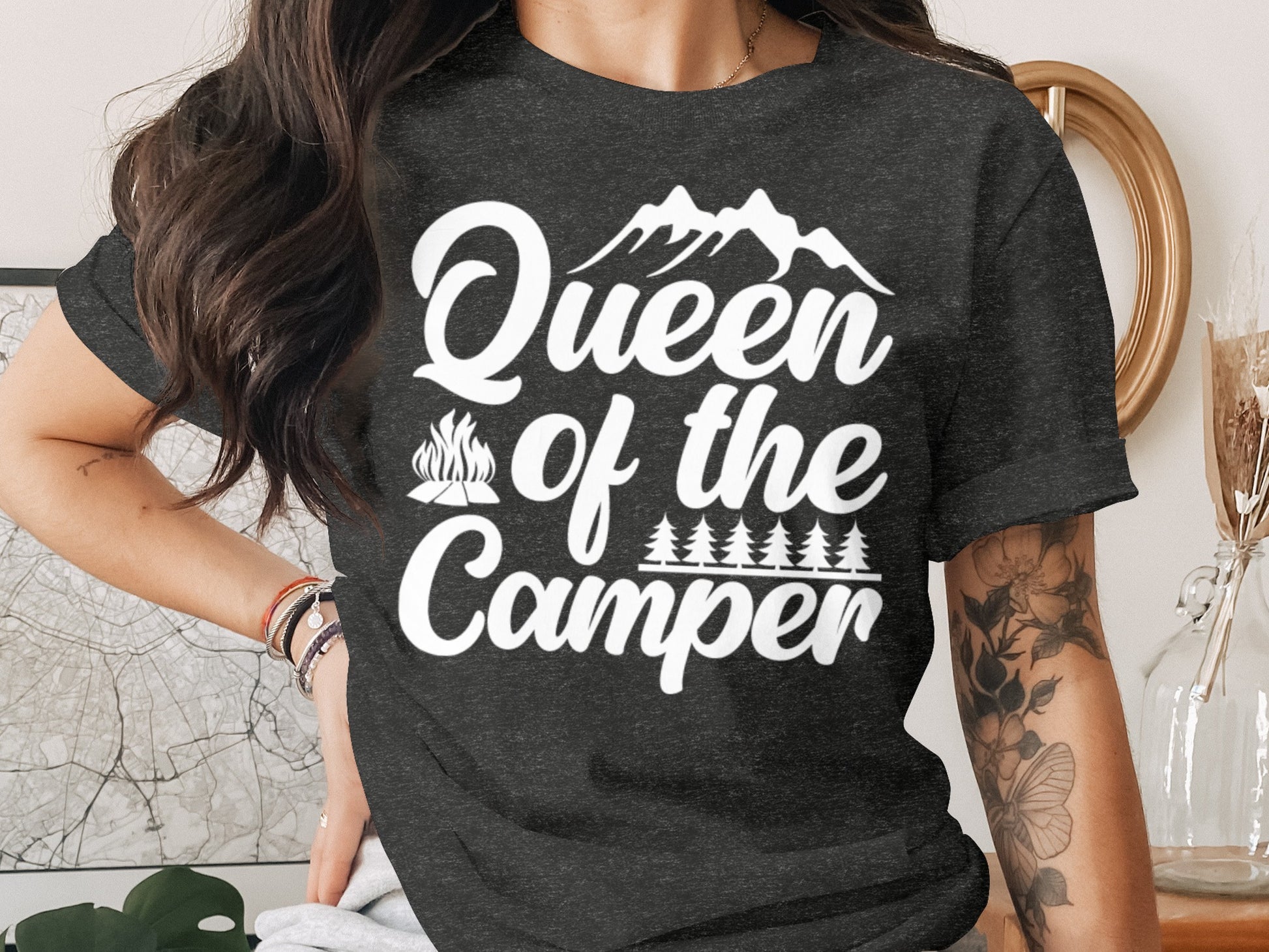 Queen of the Camper Graphic Print Camping Lover T-Shirt T-Shirt - Outdoor & Adventure Collection - Mile Marker 16 Gear by Cloud 16 Clothing Co.