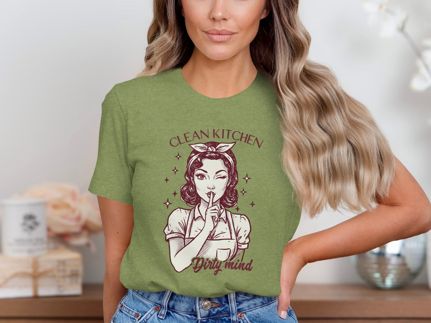 Clean Kitchen Dirty Mind Graphic Tee for Fun Style