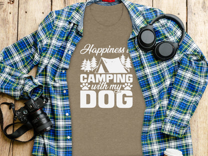 Happiness is Camping with My Dog Awesome Graphic T-Shirt T-Shirt - Outdoor & Adventure Collection - Mile Marker 16 Gear by Cloud 16 Clothing Co.
