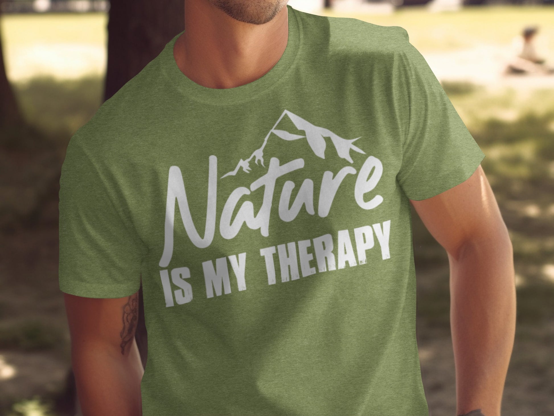 Nature is my Therapy White Text with Mountain T-Shirt T-Shirt - Outdoor & Adventure Collection - Mile Marker 16 Gear by Cloud 16 Clothing Co.