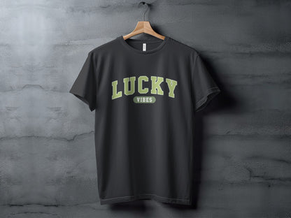 Lucky Vibes Graphic Tee with Positive Message