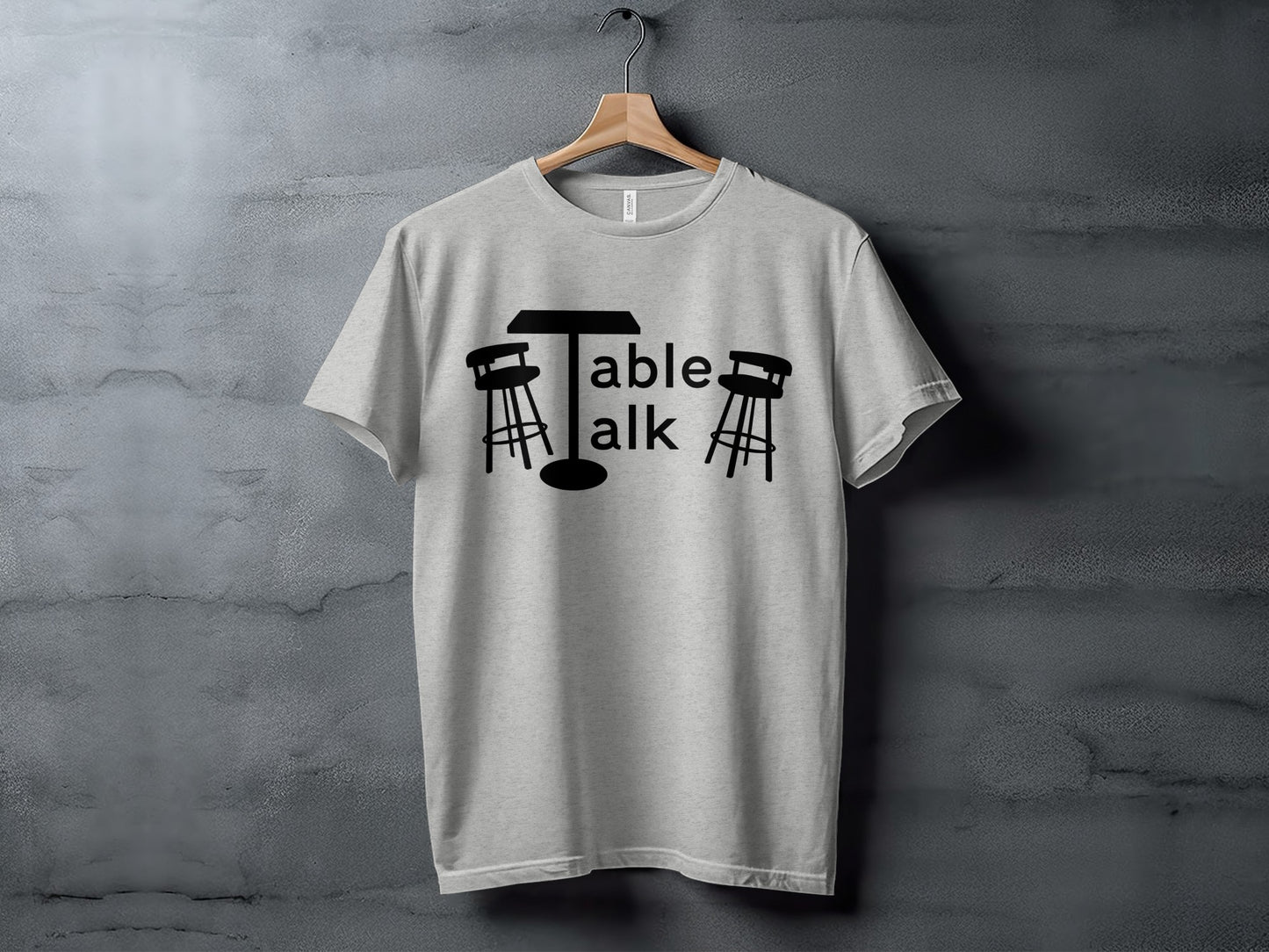Funny Gray Table Talk Graphic Design T-shirt