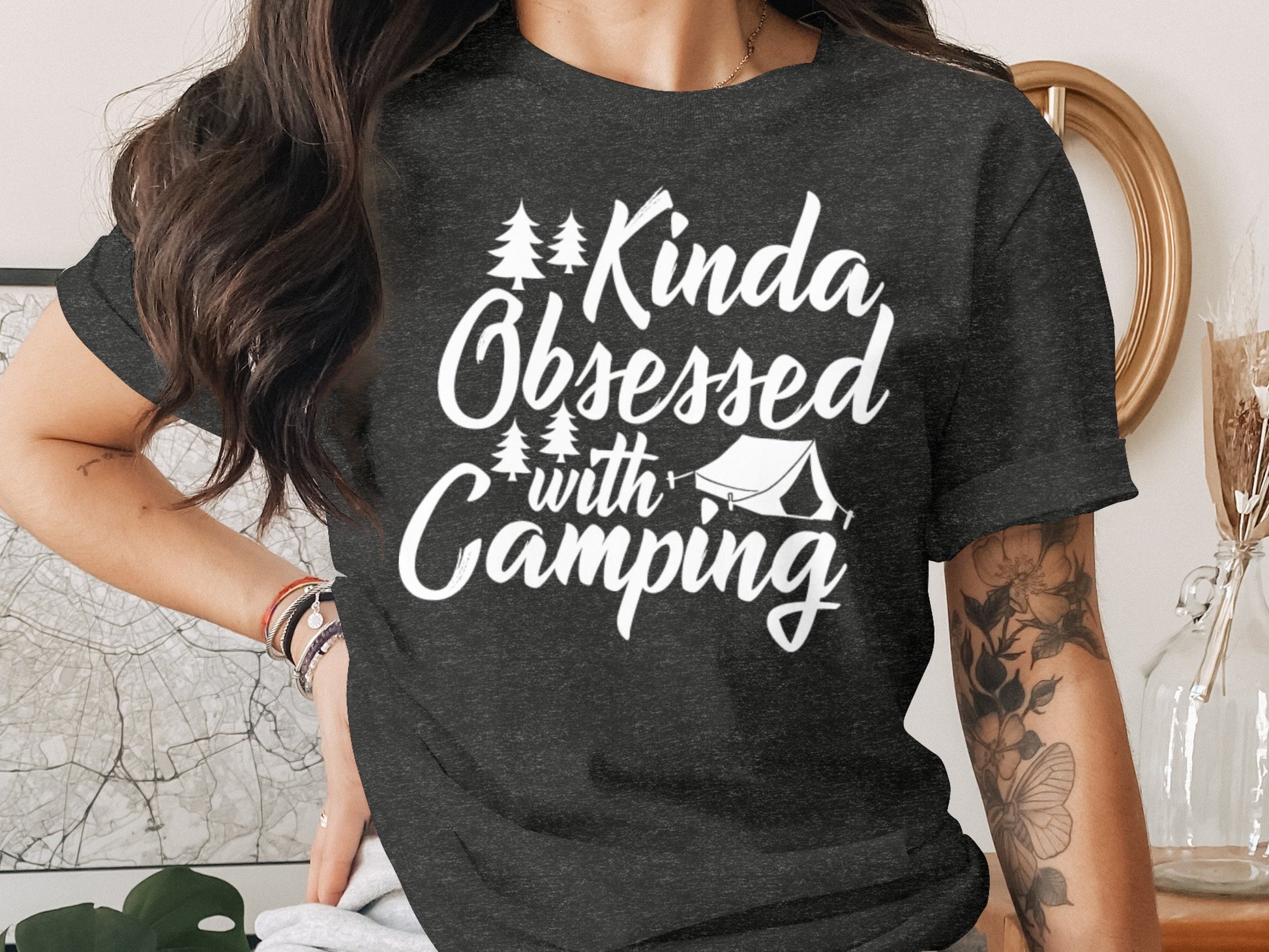Kinda Obsessed With Camping Graphic Design T-Shirt T-Shirt - Outdoor & Adventure Collection - Mile Marker 16 Gear by Cloud 16 Clothing Co.