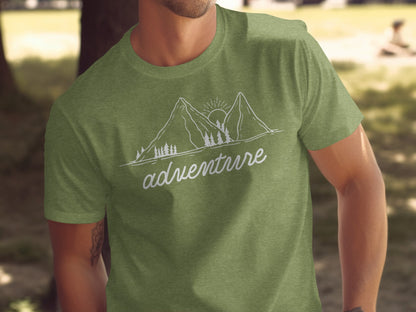 Adventure Awaits Mountains Graphic Tee Nature Lovers T-Shirt T-Shirt - Outdoor & Adventure Collection - Mile Marker 16 Gear by Cloud 16 Clothing Co.