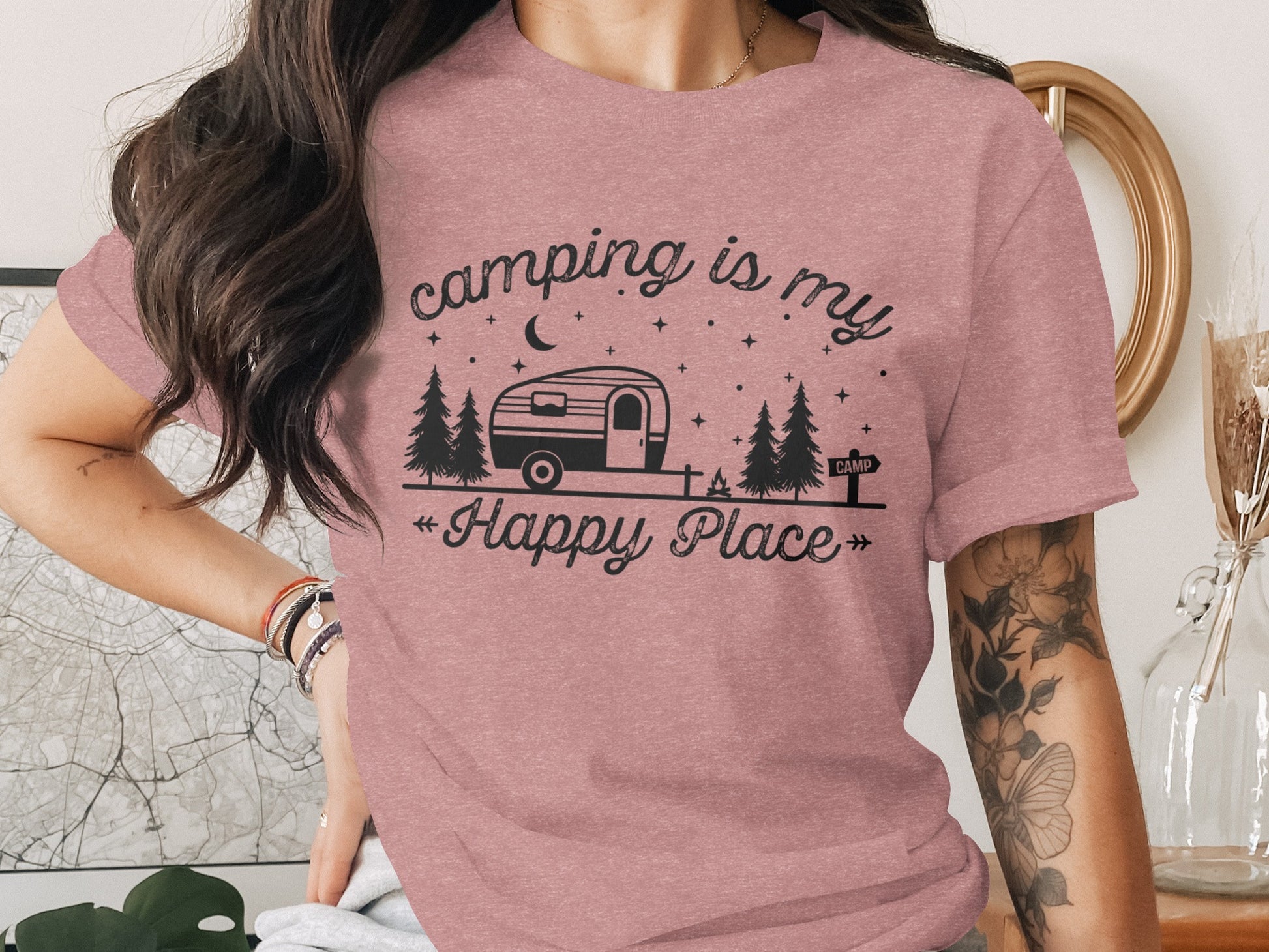 Camping Is My Happy Place Adventure Graphic T-Shirt T-Shirt - Outdoor & Adventure Collection - Mile Marker 16 Gear by Cloud 16 Clothing Co.