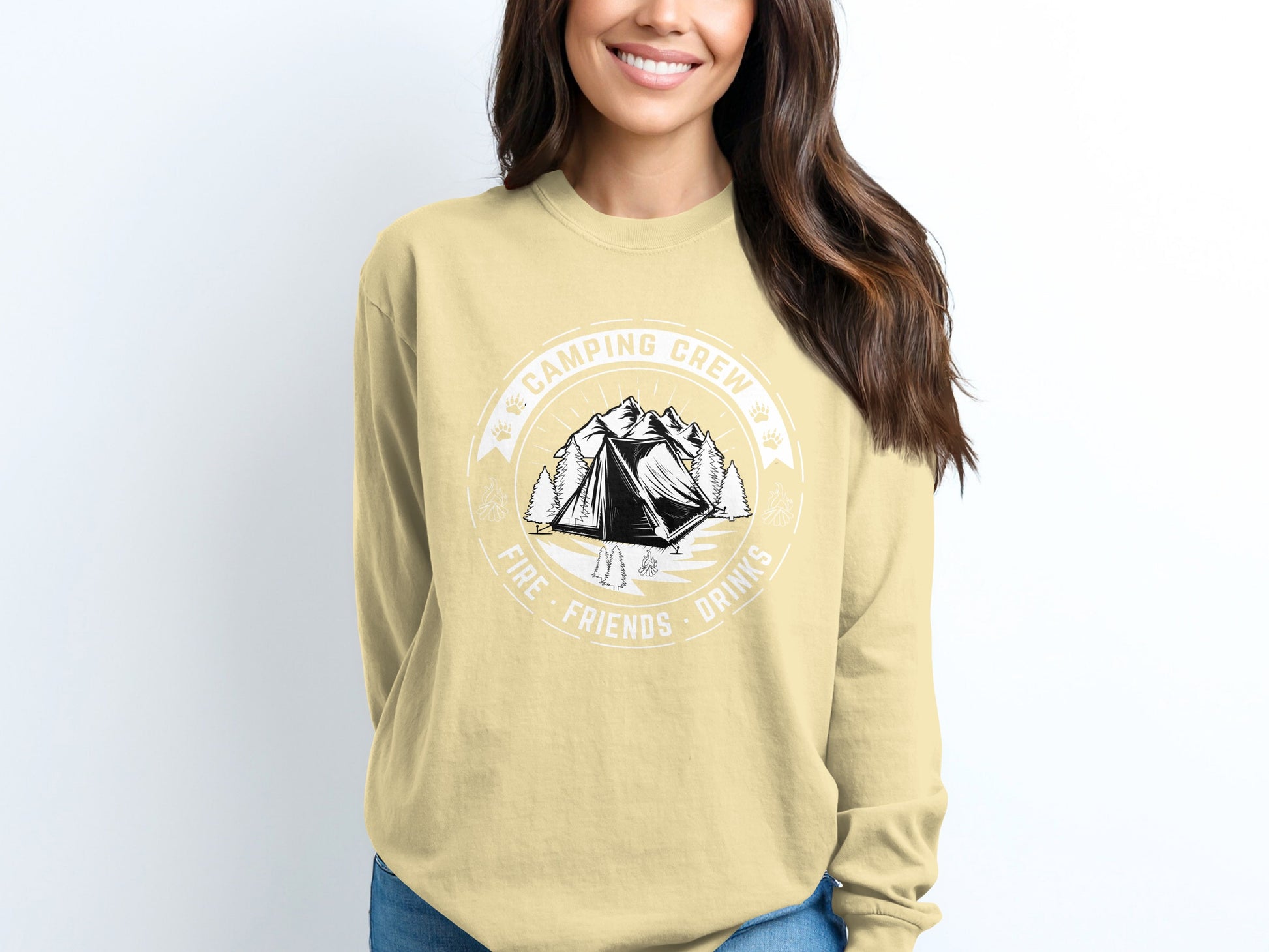 Camping Crew Friends Drinks Fire Campsite Shirt