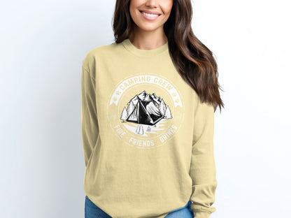 Camping Crew Friends Drinks Fire Campsite Shirt