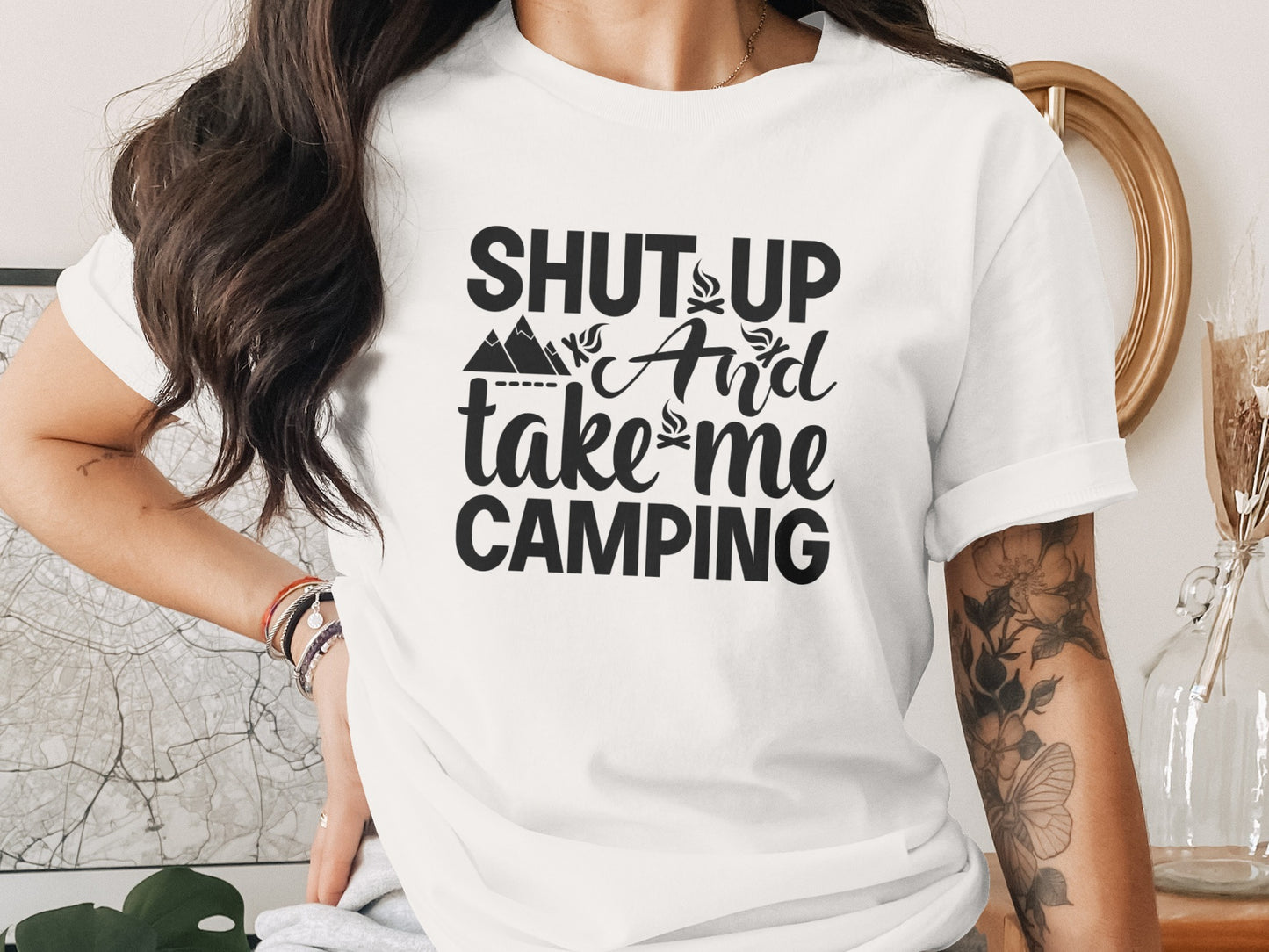 Shut Up And Take Me Camping Graphic Design T-Shirt T-Shirt - Outdoor & Adventure Collection - Mile Marker 16 Gear by Cloud 16 Clothing Co.
