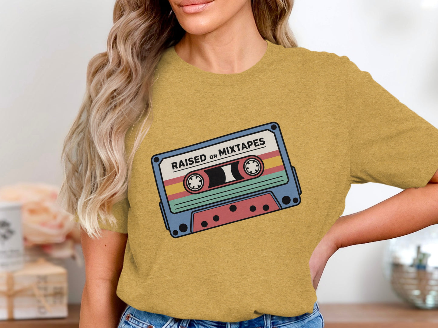 Raised On Mixtapes Retro Cassette Graphic T-Shirt