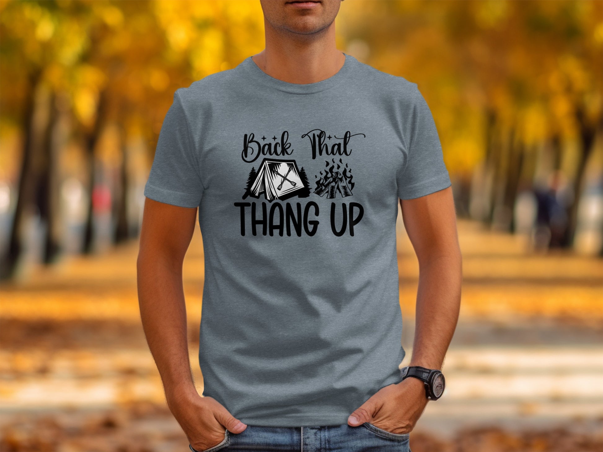 Back That Thang Up Camping Outdoors Tent Fire T-Shirt T-Shirt - Outdoor & Adventure Collection - Mile Marker 16 Gear by Cloud 16 Clothing Co.