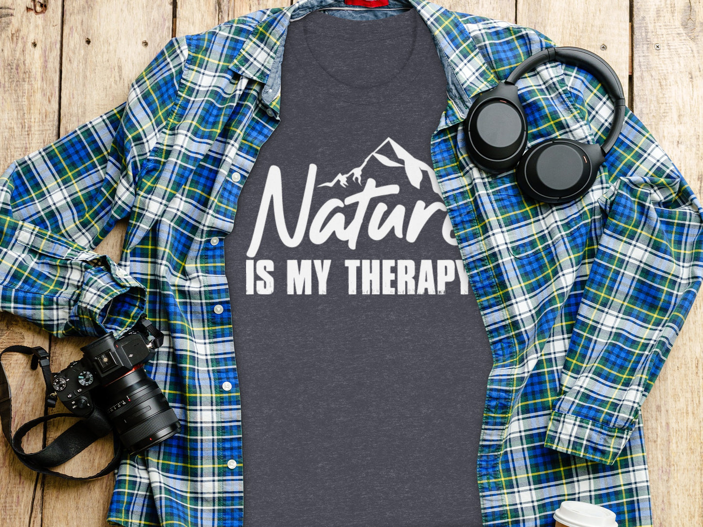 Nature is my Therapy White Text with Mountain T-Shirt T-Shirt - Outdoor & Adventure Collection - Mile Marker 16 Gear by Cloud 16 Clothing Co.