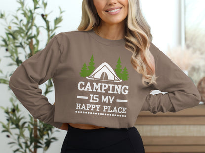 Camping Is My Happy Place Tent Design Sweatshirt