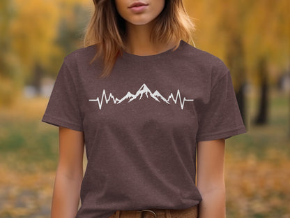 Mountain Heartbeat Line Illustration Graphic Design T-Shirt T-Shirt - Outdoor & Adventure Collection - Mile Marker 16 Gear by Cloud 16 Clothing Co.
