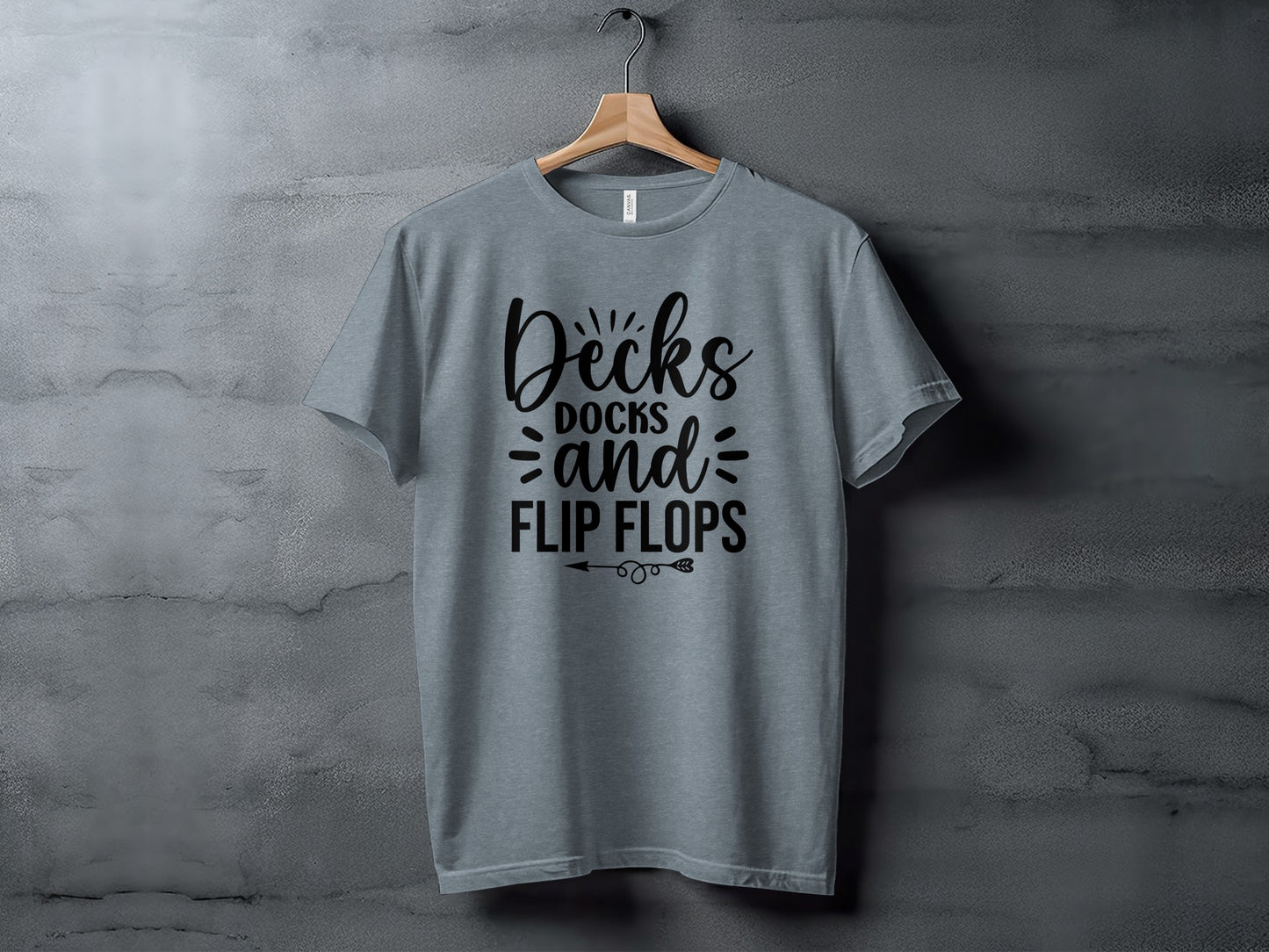 Decks Docks And Flip Flops Arrow Summer Funny T-Shirt T-Shirt - Outdoor & Adventure Collection - Mile Marker 16 Gear by Cloud 16 Clothing Co.