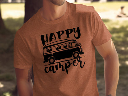 Happy Camper Volkswagen Van Road Trip Vacation T-Shirt T-Shirt - Outdoor & Adventure Collection - Mile Marker 16 Gear by Cloud 16 Clothing Co.