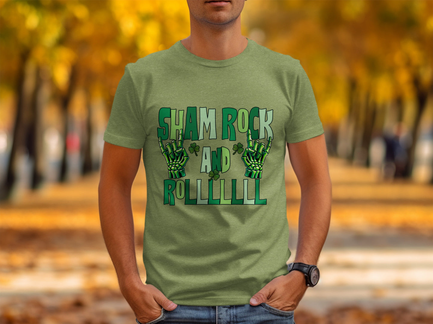 Sham Rock And Rolllll Graphic Tee Shirt St. Patrick's Day