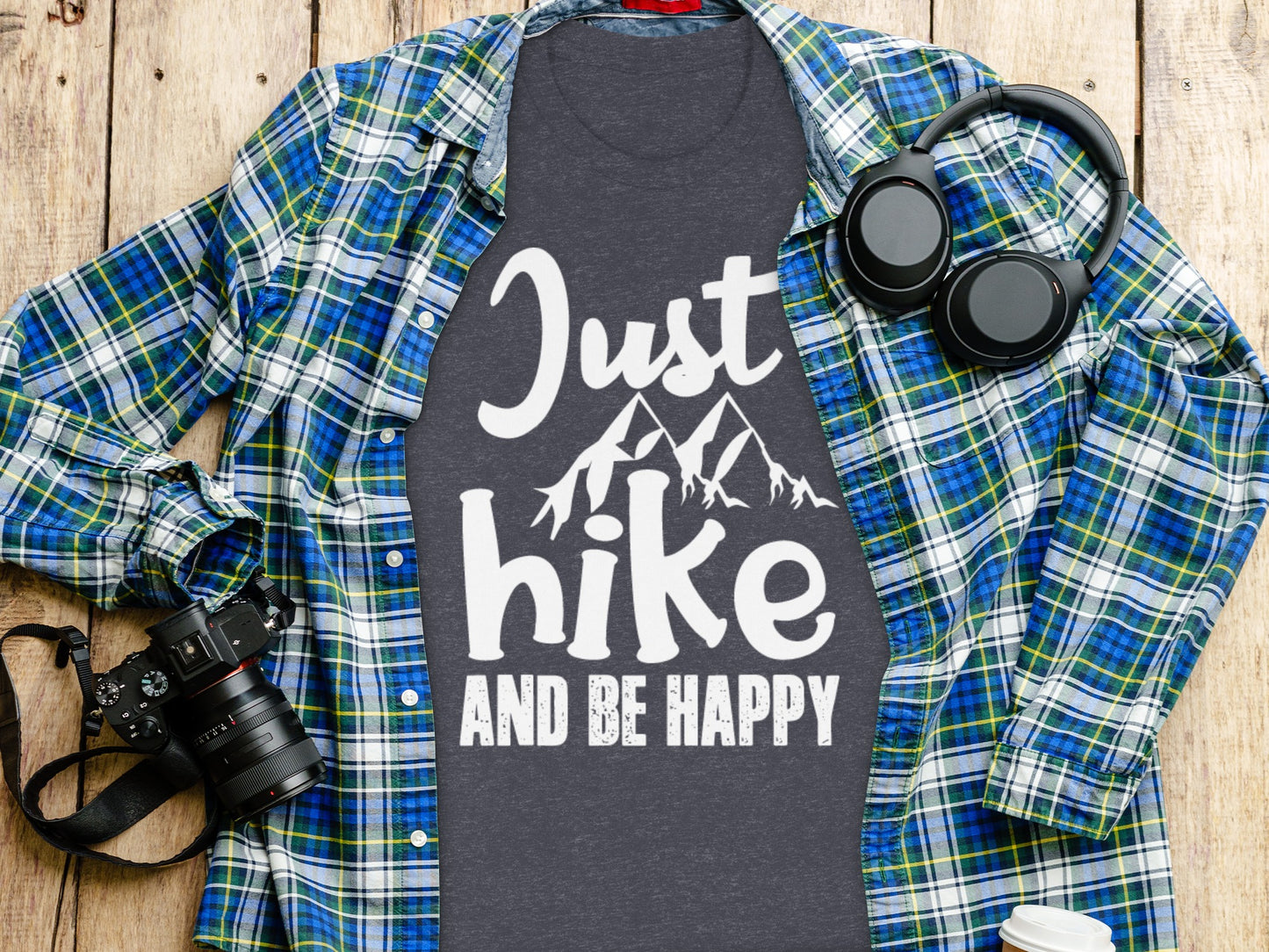 Just Hike Mountains And Be Happy Mountain Lover T-Shirt T-Shirt - Outdoor & Adventure Collection - Mile Marker 16 Gear by Cloud 16 Clothing Co.