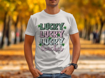 Lucky Lucky Lucky Teacher St Patrick's Day T-shirt